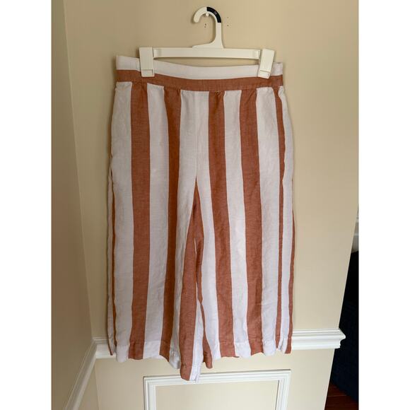 Linen Blend Madewell Huston Pull On Crop Pants Bold Stripe Beach Summer Preppy - Picture 6 of 16